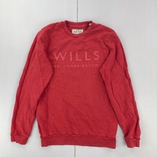 JACK WILLS Sweatshirt XS Red Mens Round Neck Jumper Classic Fit Big Logo
