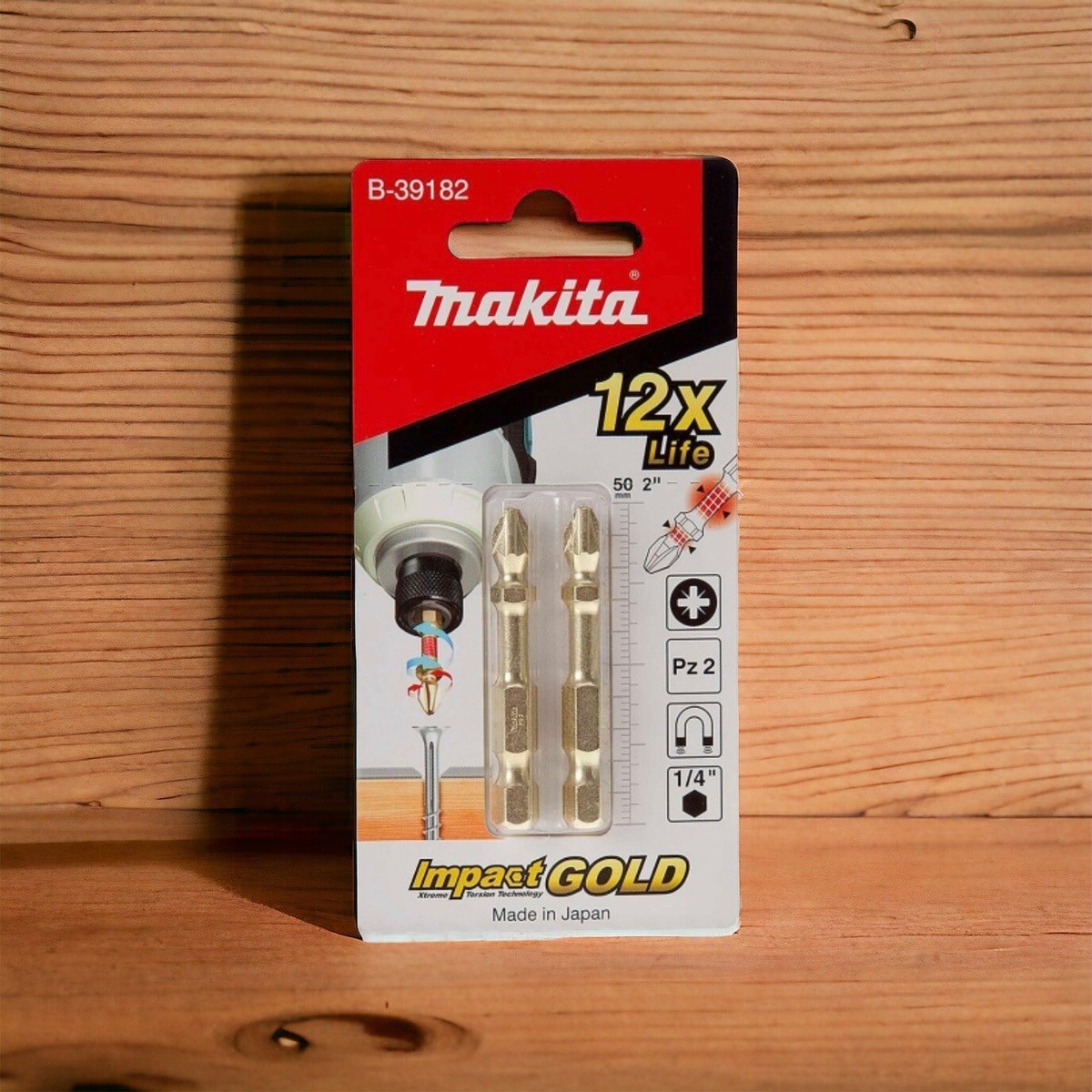 Makita Screwdriver Bits Pz2 Pozi 2xpcs Impact Gold Xtreme Torsion