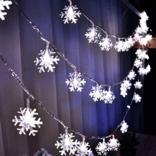 Christmas Lights20ft 40LED Snowflake String blinking Battery Operated Waterproof