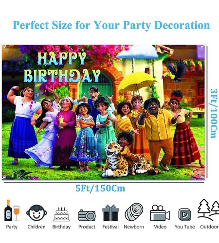 En-canto Happy Birthday Backdrop 5x3 FT Birthday Party Decorations - Picture 4 of 7