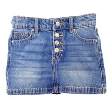 Wonder Nation Girls Blue Denim Skirt Snap Buttons Elastic Waist