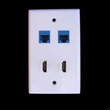 Ethernet Wall Plate 2 HDMI 2 CAT6 RJ45 Keystone Network Cable TV Female - Female
