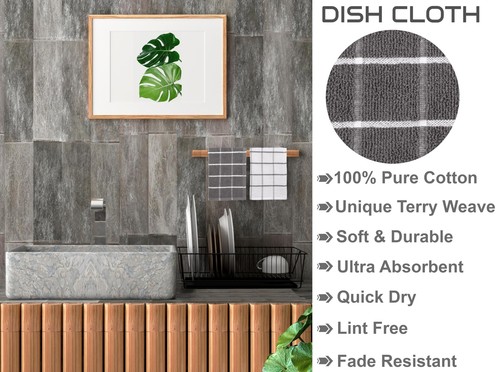Kitchen Towel and Dishcloth Set Pack of 4 | 12 x 12 and 16 x 26 Inches | Supe... - Picture 3 of 7