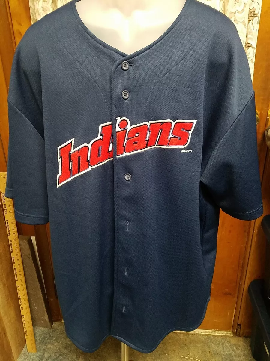 Vintage 2000 Logo Athletic MLB Navy Cleveland Indians Button Down Jersey XL