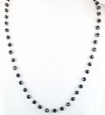 AAA Quality Derek Jeter 6mm, 24 inches Black Diamond Faceted Beads Necklace