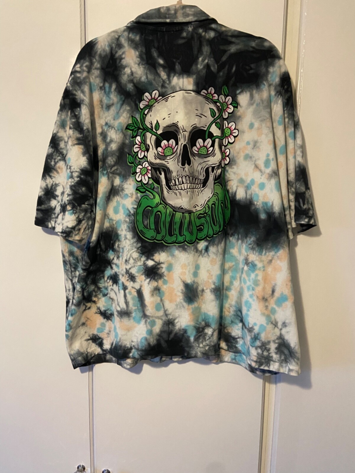ALTRA Collusion Asos tshirt top tie dye back print floral skulls oversized