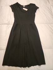 Ann Taylor black knit dress, partially pleated front