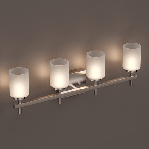 LED Vanity Light for Bathroom 4000K Dimmable Brushed Nickel Opal Glass Shade - Picture 18 of 21
