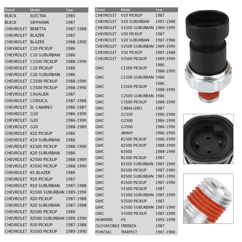 Engine Oil Pressure Sensor for Chevrolet R10 Suburban 1987/R1500 Suburban 1989 - Image 3 of 4