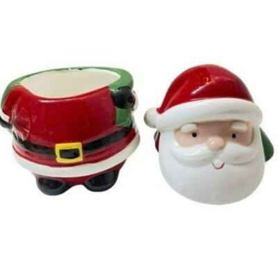 Holiday Time Ceramic Santa Cookie Jar Christmas Holiday Decor 6.5in