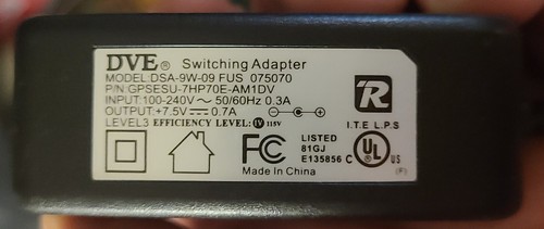 Adaptador de alimentación conmutado DVE 7,5 V DSA-9W-09 - Imagen 3 de 3