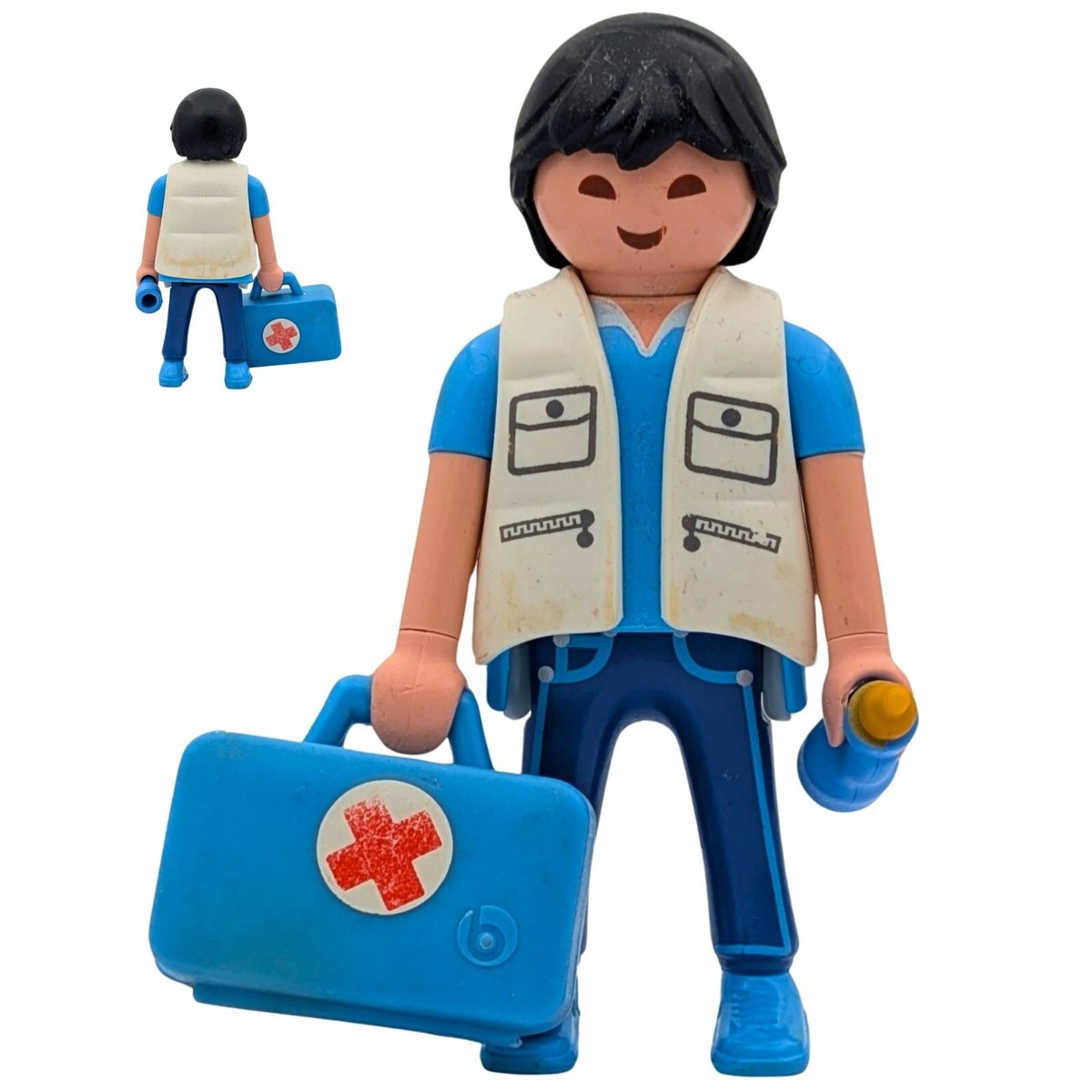 Playmobil figura médico blanco/azul maletín ambulancia hospital
