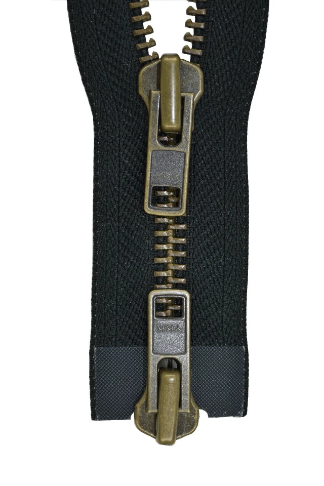 YKK Zipper Strong 8mm Metal Burnished 2 Way Divisible up to 100cm Black