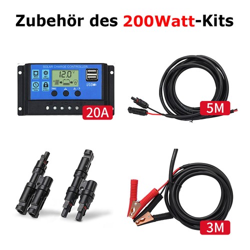 Dokio Solarpanel 12v 24v 100W 200W Solarmodul Kit für Batterie Wohnmobil Haus - Afbeelding 18 van 25