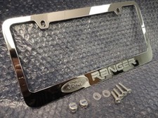 Fits 83-24 Ford Ranger Chromed Metal License Plate Frame w/ Ford Logo Screw Caps