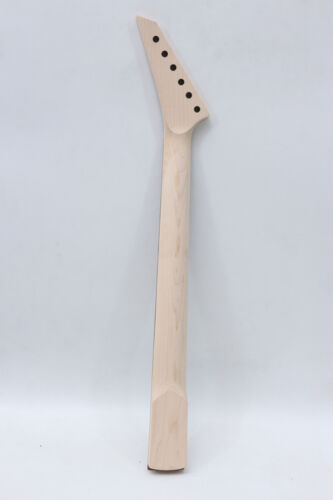 Electric Guitar Neck 24 Frets 25.5 Inch Black Head Skull Inlay Locking Nut - Picture 2 of 12