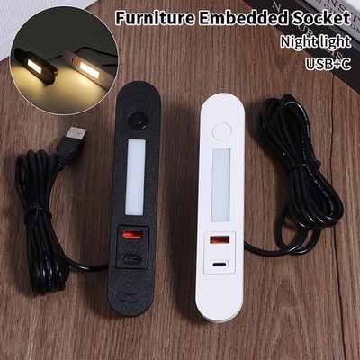 Multi-function Embedded Night Light Socket Hidden USB Type-C Charging Socket