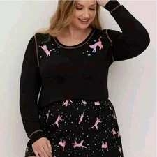 Torrid Tee 3X 3 Sleep Long Sleeve Galaxy Cats Black Super Soft Top Shirt Plus