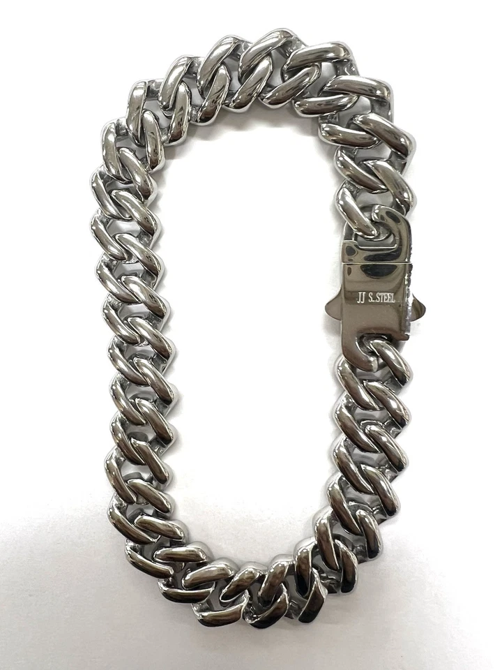 "Brazalete Miami Cuban Ice Cz acero inoxidable para hombre 8"" pulgadas 11 mm de ancho" Foto 2 de 4