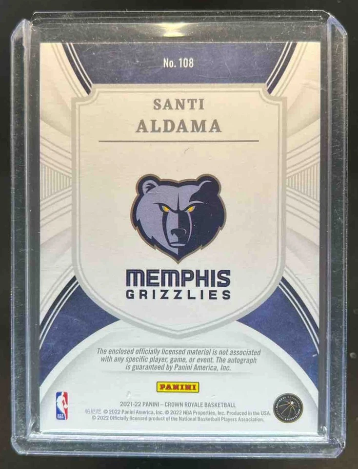 2021-22 Panini Crown Royale Santi Aldama RC Silhouette Jersey Auto #137/199 - Image 2 of 2