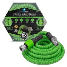 HydroTech Pro Series 3/4" x 50ft Expandable Garden Hose - Kink-Free, 2x Flow, Li