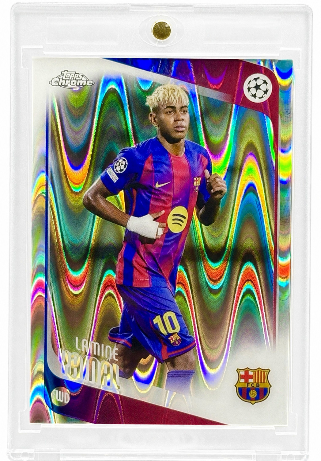 Lamine Yamal Lava Refractor Topps Chrome FC Barcelona UEFA Champions League Mint view 2