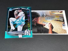 Carlos LaGrange Yankees Signed 2025 1st Bowman Teal Pulsar Refractor