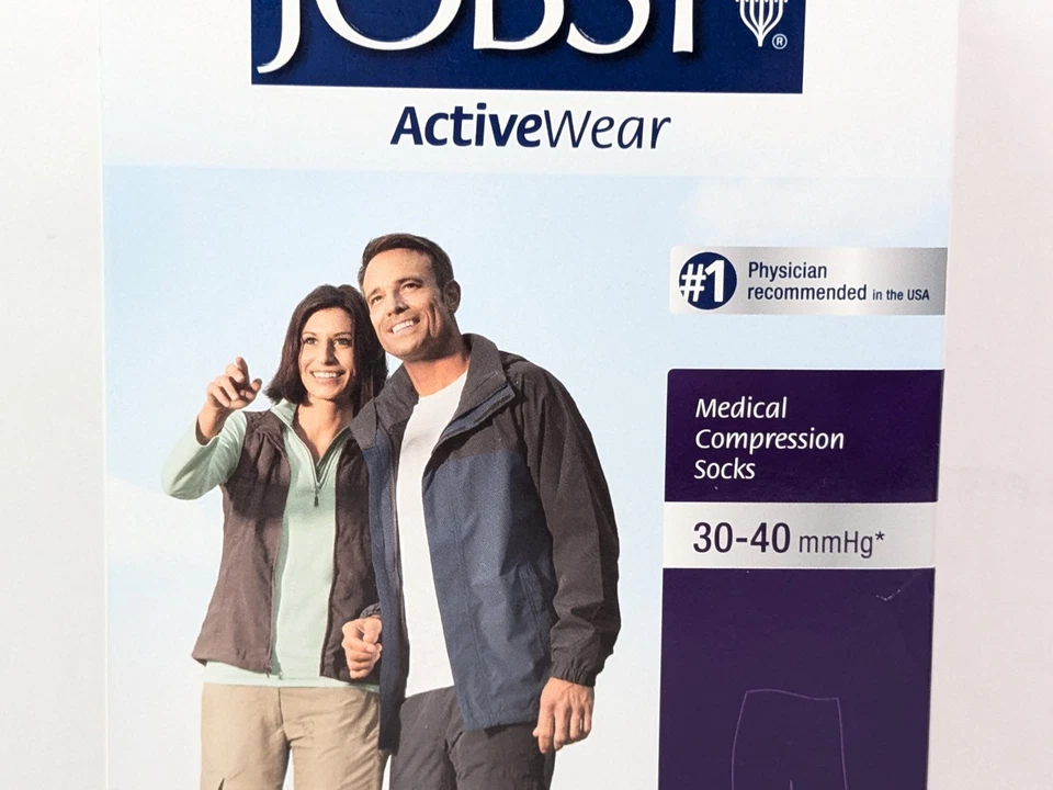 Meias de compressão Jobst Activewear joelho 30-40 mmHg preto legal grande panturrilha completa - Imagem 3 de 4
