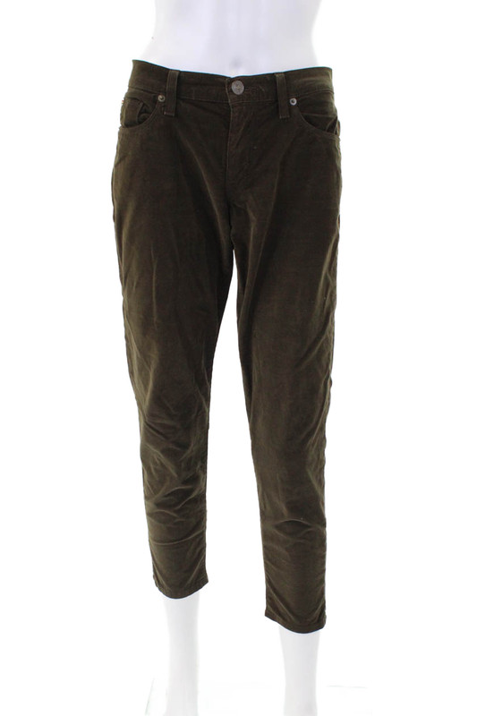 Hudson Womens Cotton Slip-on Zipped Buttoned Pants Green Size 27