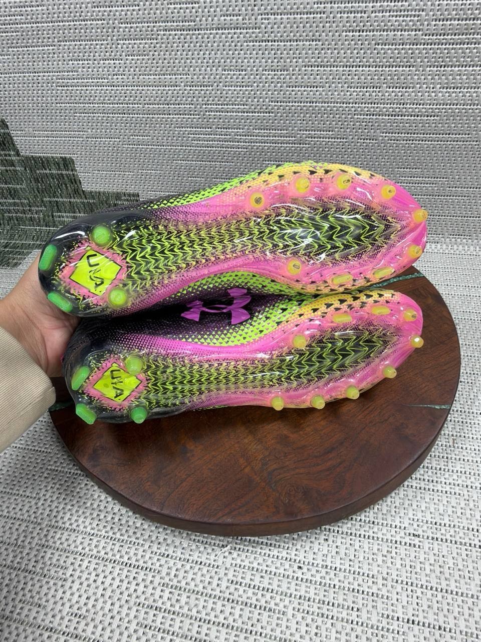 Under Armour Cleat Men Size 9.5 Spotlight Clone 3.0 MC Black Pink Football Shoes thumbnail 6