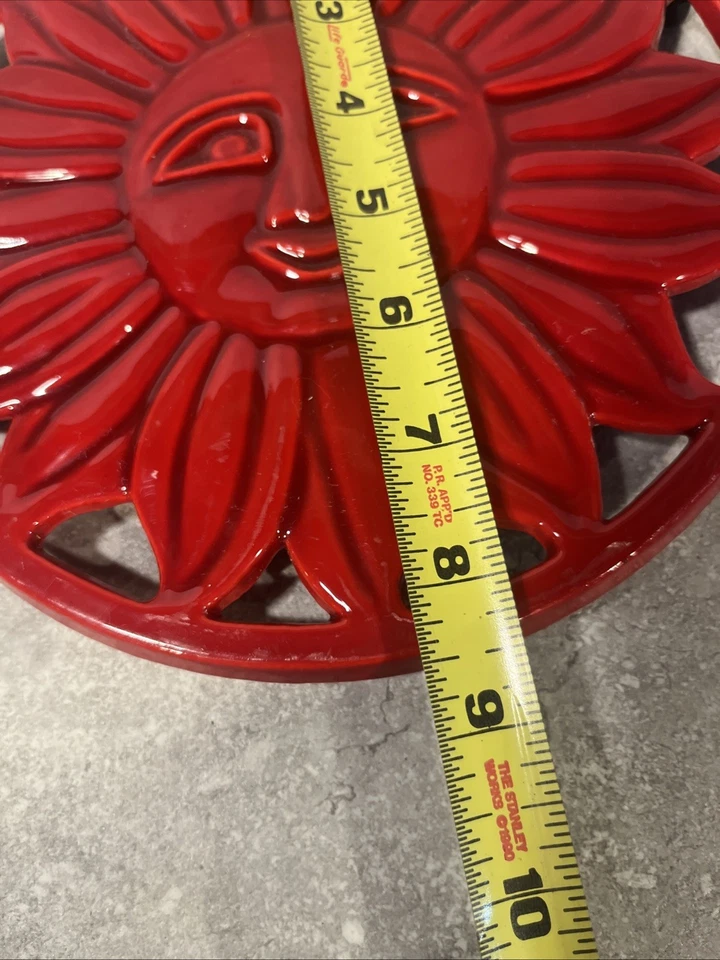 Antiguo Remache Dutch International Sun 8.5" Redondo Esmaltado Hierro Fundido ROJO Foto 3 de 4