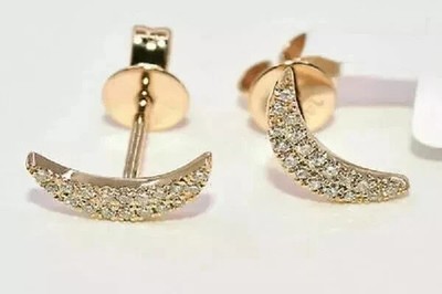 Wedding Moon Style Stud Earring 14k Rose Gold Finish 2Ct Lab Created Diamond