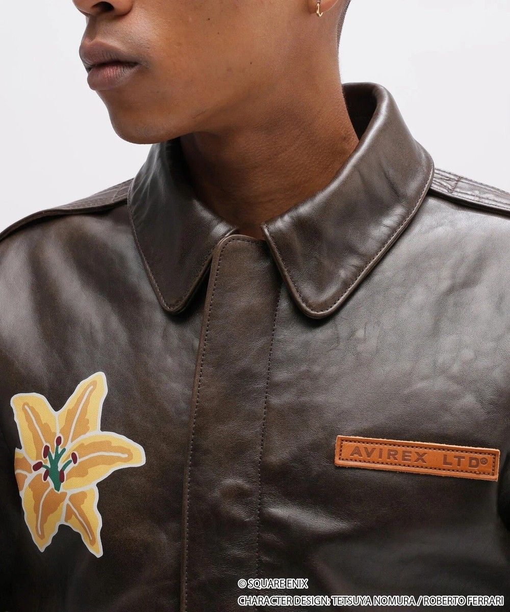 AVIREX x FINAL FANTASY VII REMAKE A-2 Leather Jacket Aerith Brown