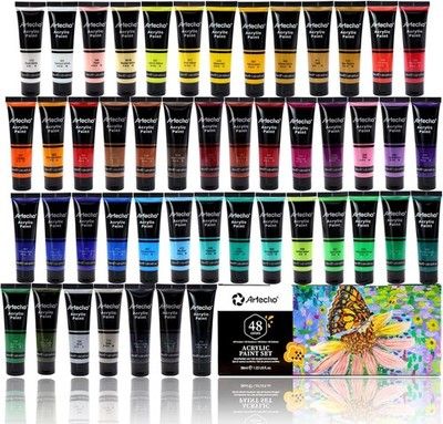 Acrylfarbe Set - 18 / 24 / 48 wasserfeste Farben, je 36ml Tuben