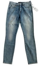 New 7 Seven For All Mankind Skinny Jeans 27 Distressed Mid Rise Striped Panel