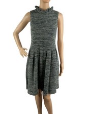Ganni Anthropologie Dark Academia Fit Flare Dress Black White Size M