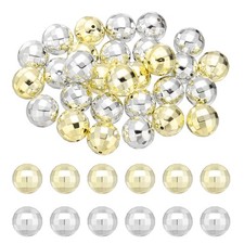 50pcs Mini Disco Beads, 16mm Disco Ball Reflective Mirror Ball, Silver,Gold