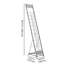 10 Pocket Metal Brochure Display Rack Floor Stand Silver