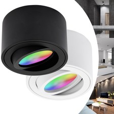 LED RGB Aufbau Strahler WiFi flach 230V Leuch...