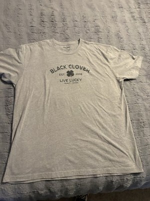 Black Clover Live Lucky Short Sleeve T Shirt Men's 2XL Gray Logo