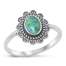 Turquoise Fashion Oxidized Heart Ring New .925 Sterling Silver Band Sizes 4-10