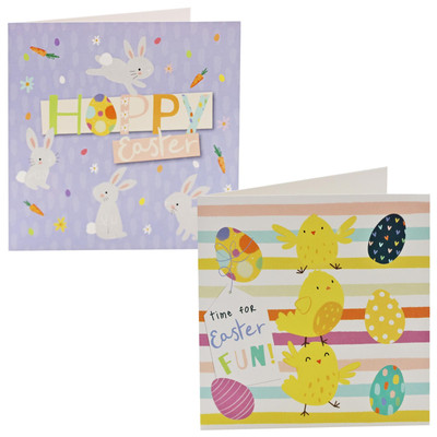 8 Stück Ostergrußkarten - Hase und Küken mit Eiern Motiven