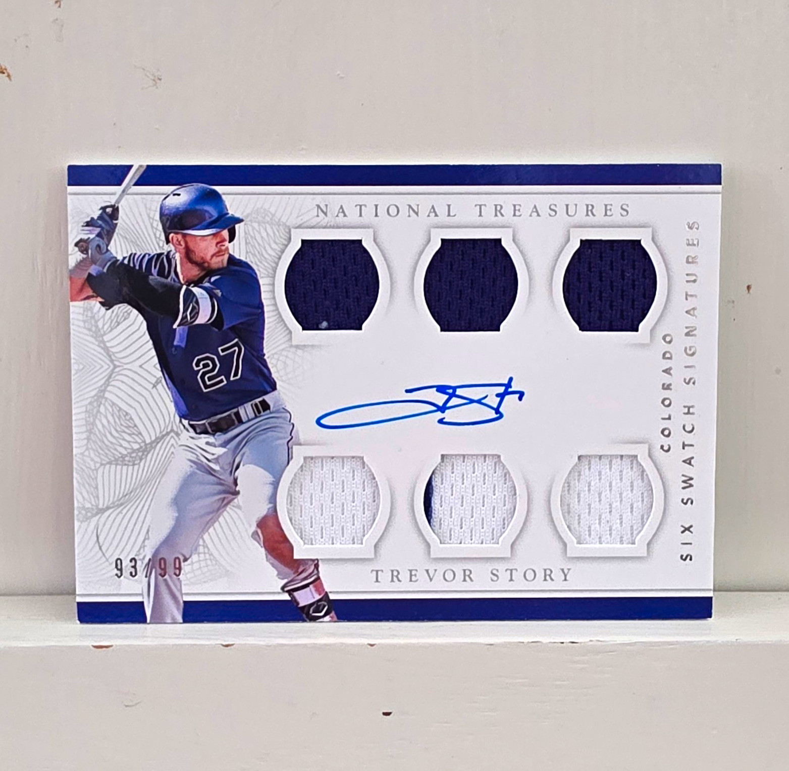 Panini 2016 National Treasures Trevor Story Six Swatch Auto Mem RC /99 SSS-TS view 1