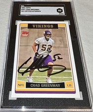 2006 Topps #357 Chad Greenway AUTO Rookie Card Minnesota Vikings SGC CERTIFIED . rookie card picture
