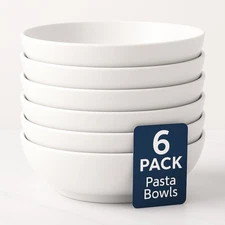 Pasta Bowls Set of 6 – 30oz Large Ceramic Salad Bowls & Soup Bowls, Wide Shal...
