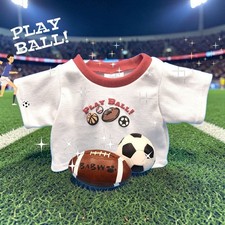 Build A Bear Play Ball Shirt & Sports Balls Set BABW Football Soccer Basketball