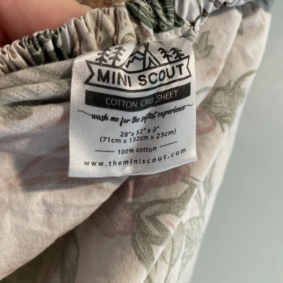 Sábana Cuna 100% Algodón Grande Floral Flores Jardín Colores Silenciados Mini Scout Foto 3 de 4