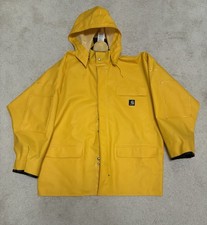 Carhartt Jacket Mens XL Yellow Hooded PVC Raincoat Fishing Pls Read