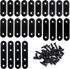 86Pcs Black Straight Flat Bracket,Stainless Steel Black Flat Brackets for Wood,M