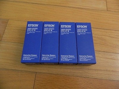 GENUINE LOT 4 Epson ERC-27 B Black Ribbon Cartridge TM-290 TM295 27B NEW SEALED